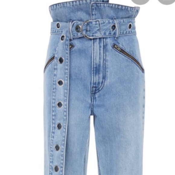 GRLFRND Denim - GRLFRND Denim Mia Cropped Straight- Leg Jeans w/industrial grommet style belt.